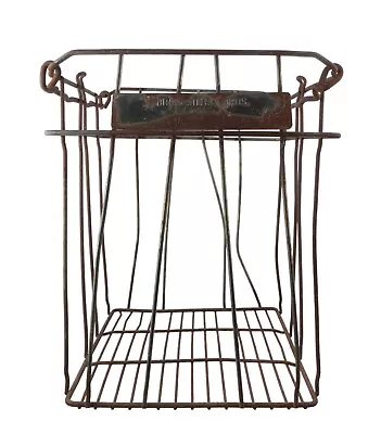 Vtg Wire Metal Egg Crate Basket Brookshire Bros. Lufkin Texas Farmhouse Decor • $49.99