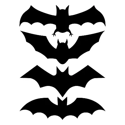 4 Large Halloween Bat Stickers Window Decoration Black Spooky Party Kids Decal • £3.99