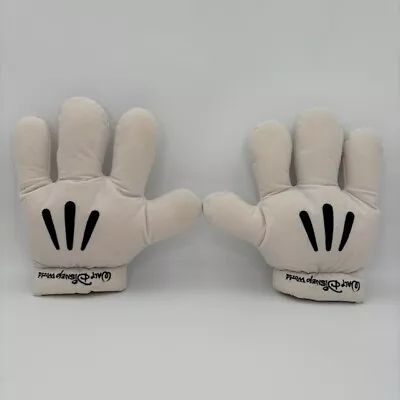 VINTAGE 10” PAIR Walt Disney World Mickey Mouse White Plush Costume Gloves Hands • $19.97