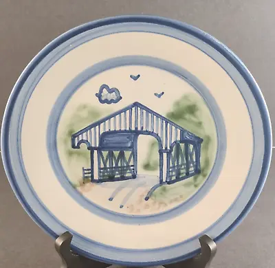 MA Hadley Stoneware Luncheon Plate Covered Bridge Design Rare Vintage 9  Across • $69.95