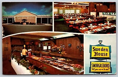 Postcard Sweden House Smorgasbord Multi-view 1974 T139 • $2.99