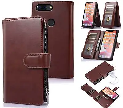 $15.50 • Buy Oneplus 5T Multifunction Pu Leather Wallet Case 10 Cards Zip Pouch