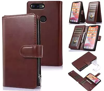 $15.50 • Buy Oneplus 5T Multifunction Pu Leather Wallet Case 10 Cards Zip Pouch