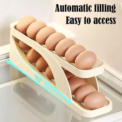 £8.22 • Buy Automatic Scrolling Egg Rack Holder Storage Box Container Refrigerator-Organizer