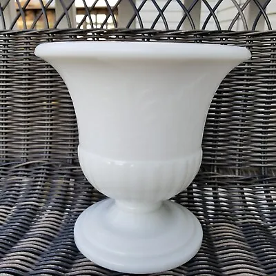Large Milk Glass Urn Vase Planter. 7in Tall. Nice Fleur Design. • $36