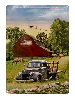 Small Town American Country Farmland Horse Barn Property Metal Tin Sign • $11