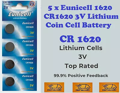 CR1620 Batteries Aa Size 3V CR1620 DL1620 5009LC For Watch Toy Remote X 5 • £2.99