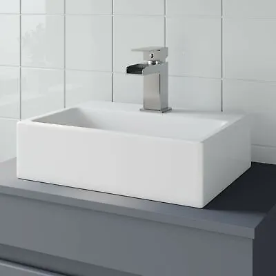Bathroom Vanity Wash Basin Sink Countertop Rectangular 1 TH Modern 400 X 300mm • £31.48