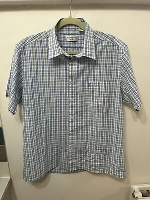 YSL Shirt Yves Saint Lauren Shirt Sleeve Shirt Large Blue And White Check • £16.99