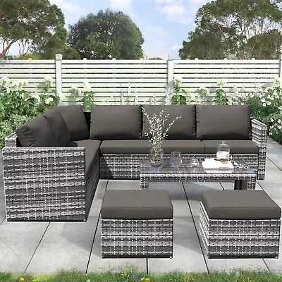 Rattan Garden Furniture Set 8 Seater Outdoor Patio Corner Sofa Table Lounge Set • £499.99