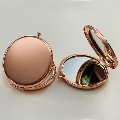 Makeup Folding Mirror Mini Round Gold Pocket Dual Sided Compact Cosmetic • $19.90