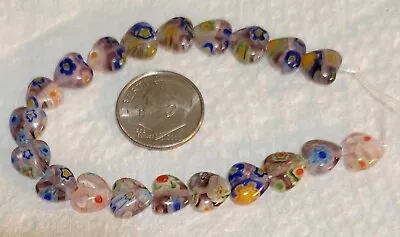 H780  8mm Millefiore Glass Puff Heart Beads. Will Combine To Save On Shipping  • $2