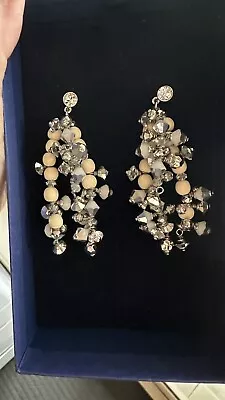 Genuine Swarovski Crystal Dangling Earrings Bnib Never Worn Interesting Design • $29