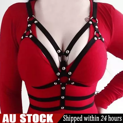 Fetish Leather Bondage Garter Women Sexy Chest Harness Belts Suspenders Lingerie • $15.94