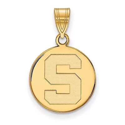 Michigan State Spartans School Letter Logo Disc Pendant Gold Plated Silver • $51.99