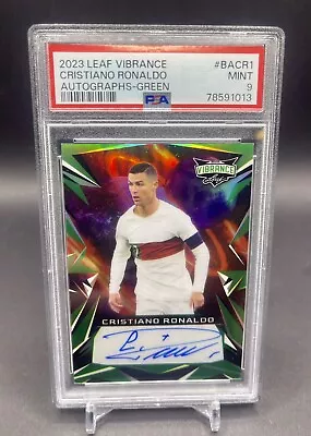 $100 • Buy 2022 Leaf Vibrance Rainbow Green Auto #BACR1 Cristiano Ronaldo #/6 PSA 9 Mint