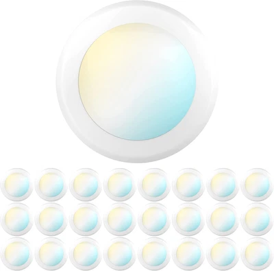 £235.46 • Buy 24 Pack 5/6” LED Disk Lights Flush Mount Ceiling Light Fixture Recessed Selectab