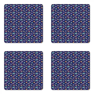 £19.64 • Buy Ambesonne Animal Lover Coaster Set Of 4 Square Hardboard Gloss Coasters