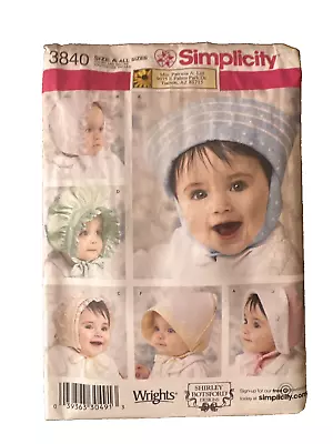 Simplicity Pattern 3840 Vintage Baby Bonnets 3 Sizes  Wrights & Shirley Botsford • $4.48