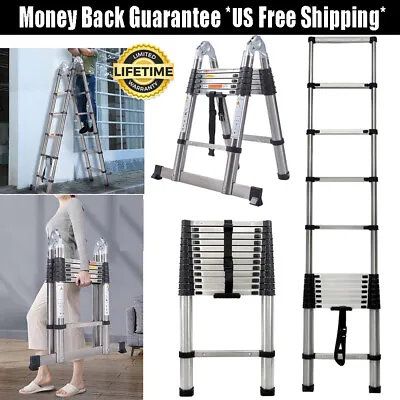 Telescopic Ladder Stainless Steel Multi-Purpose Extendable Folding Step Ladders • $62.80