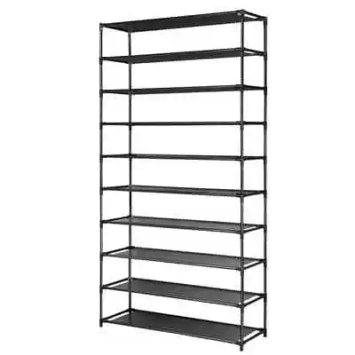 $49.95 • Buy Shoe Rack 10 Tier Shelves Shoes Cabinet Storage Organiser DIY - Black