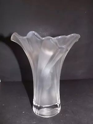 Mikasa Clear Satin  Floral/fan Type Pattern Heavy Glass Vase • $10.49