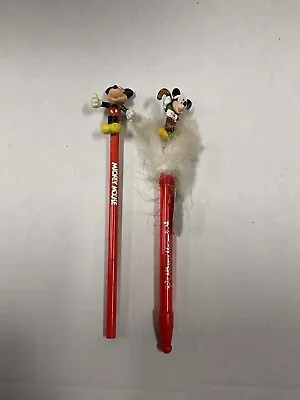 VTG Mickey Mouse Red Pencil W/ Pencil Topper  And Light Up Pen • $6