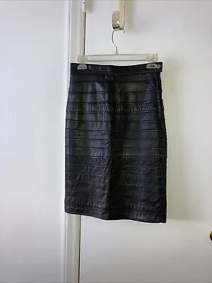 Vintage Germany Black Layered Leather Lined Skirt Women Size 6/ 40.Max Moser HOT • $59