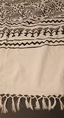 Vintage Queen Bedspread Black And White Fish Theme With Frills Made In India • $30
