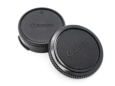 Genuine Canon FD Mount Body Cap + Rear Lens Cap Set • £9.99