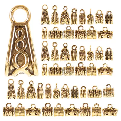 120pcs Tibetan Gold Tube Bail Pendant Charm Holder For Jewelry Making • £10.45