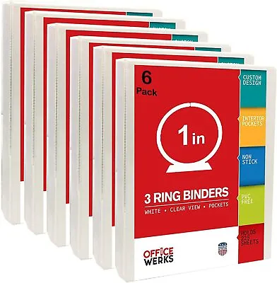 3-inch Professional Slant D-RingsClear View White Binder (6 Pack) • $41