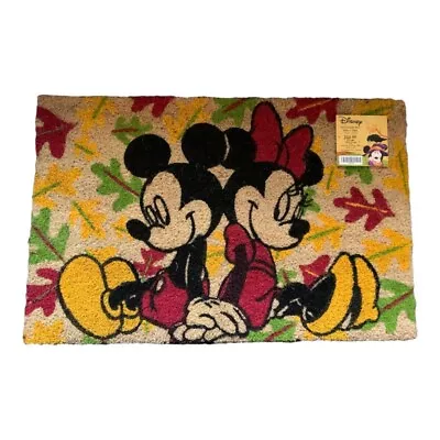 Disney Mickey Minnie Mouse Outdoor Mat Rug Fall Autumn Leaves 18x28 • $32.99