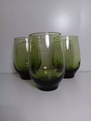 Set Of 3 Libbey Olive Avocado Tempo Mid-Century Modern 12 Oz Glasses Tumblers  • $14.99