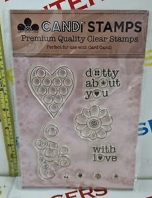 Candi Stamps Clear Stamps Set Craft & Cardmaking Heart Flower With Love NEW • £3.99