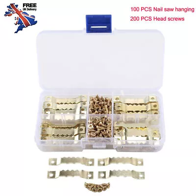 100Pcs Sawtooth Picture Frame Wall Hangers Hardware Hanging Set With 200 Screws • £4.99