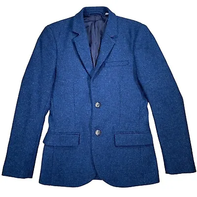Jack Wills Moon Tweed Blazer Jacket Blue 36  Wool Sports Coat 2-Button Mens • £49.95
