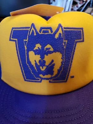 NOS Vintage Made USA University Of Washington Huskies 90s Snapback Hat Cap • $370.50