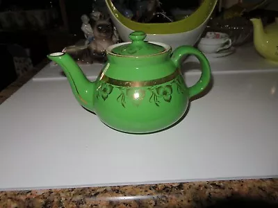 Vtg. Hall Green And Gold Teapot-6-cup • $20