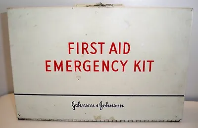 Vintage Metal Empty 1954 Johnson & Johnson First Aid Kit • $10