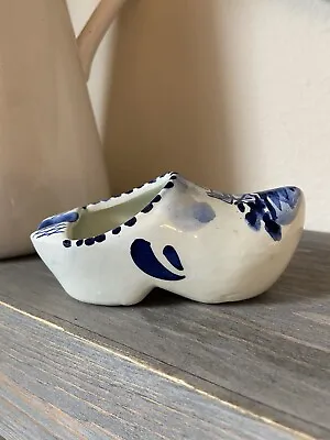 Delft Blue Clog Shoe Ashtray Dutch Windmill Hand Painted Ceramic Vintage Holland • $15