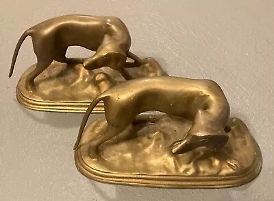 Vintage SOLID Brass Greyhound Whippet Dog Heavy Bookends (2) • $125