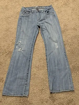 $16.99 • Buy Z Cavaricci Womens Jeans Size 12 Light Washed Wide Leg Distressed Classic Denim
