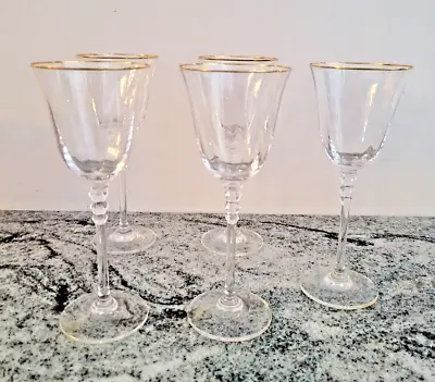 Mikasa SONATA GOLD Crystal Wine Glasses Optic Bowls Set Of 5 Vintage • $34.99