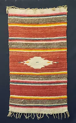 Vintage Woven God's Eye Saltillo Serape Runner Scarf 25x44  Rug Farm Estate • $15.99