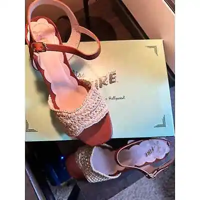 Nwb Miss L Fire  Miro Tan Raffia Sandals; Size 40 Or Size 9 • $89