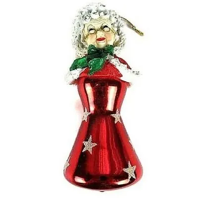 Mrs. Claus Ornament Resin Bust On Red Hour Glass Christmas  • $12.09