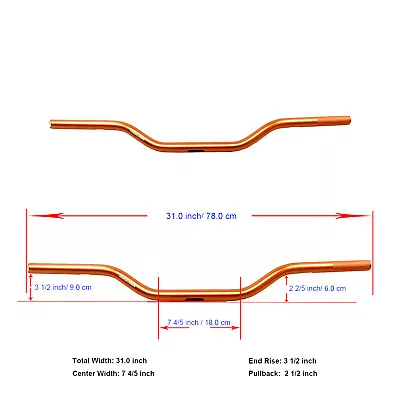 1.0  Gold Orange 100% Aluminum Drag Bar Straight Handlebar For Harley Davidson • $89.95