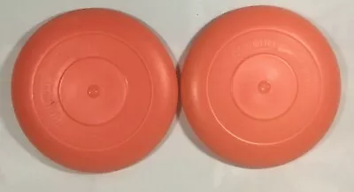 Chef Burger Frisbee Vtg Disc Flying Jeff Toy Restaurant Saucer Orange Lot Of 2 • $17.50