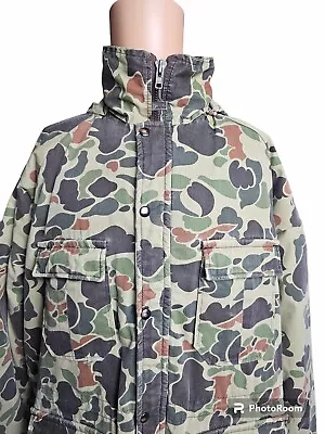 Vintage 60's Walls Blizzard Pruf Jacket XL Duck Camo Hooded Jacket Made In USA • $29.99